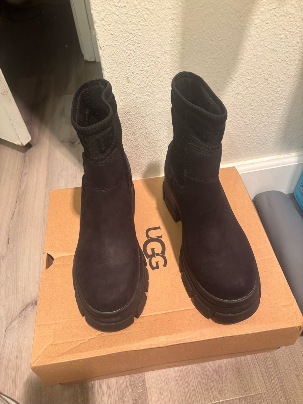 UGG Women's Black Suede Lug Ankle Boots